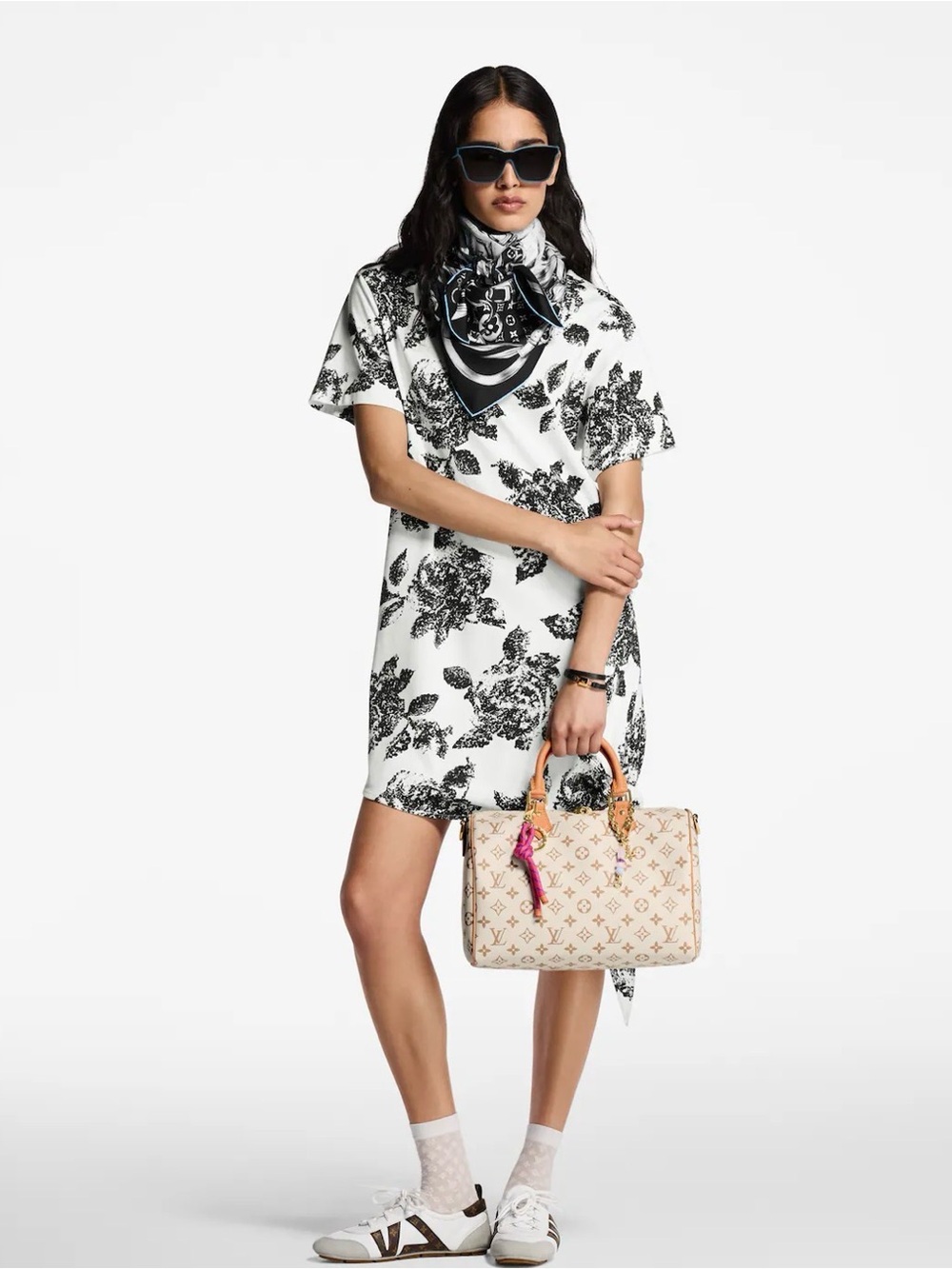 Louis Vuitton Floral Knitted T Shirt Dress